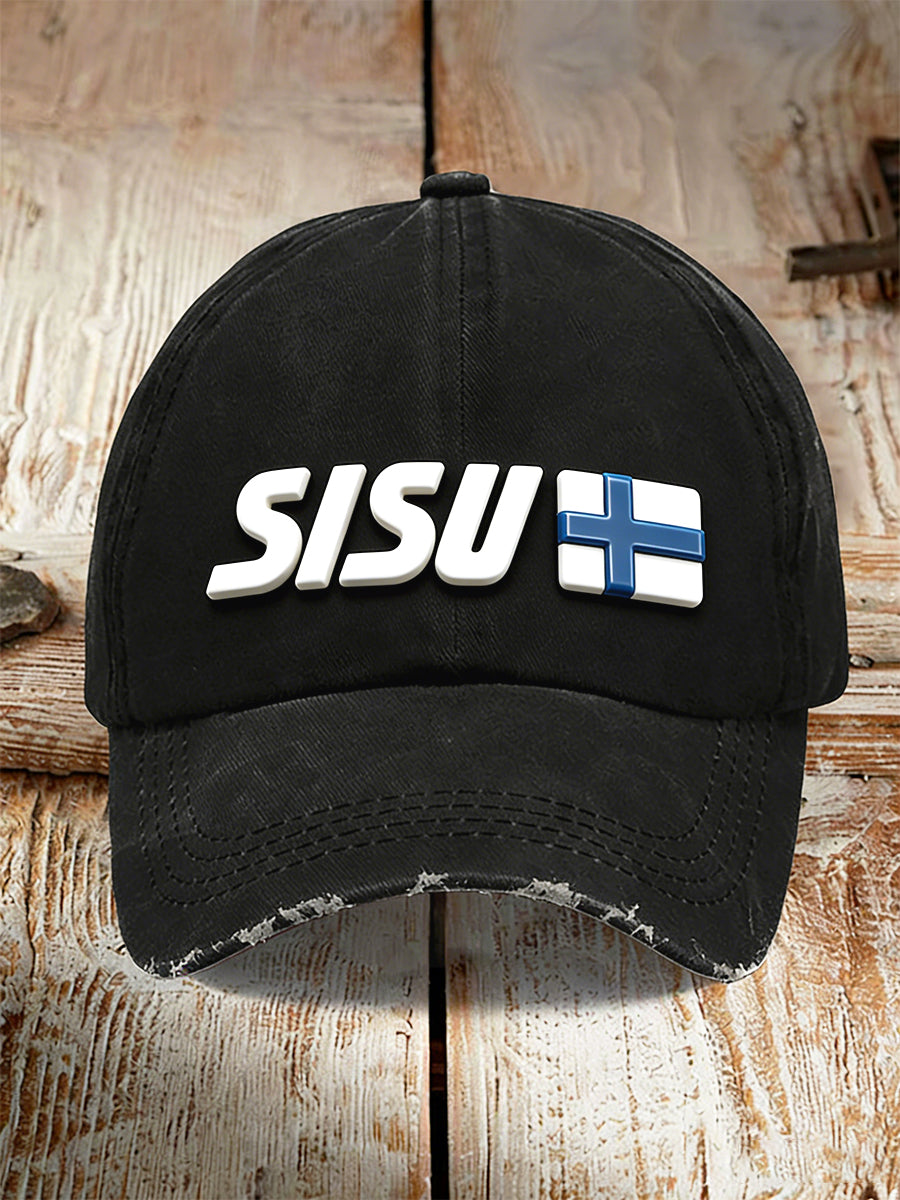 Finska Sisu Tryck Vintage Svart Casual hatt