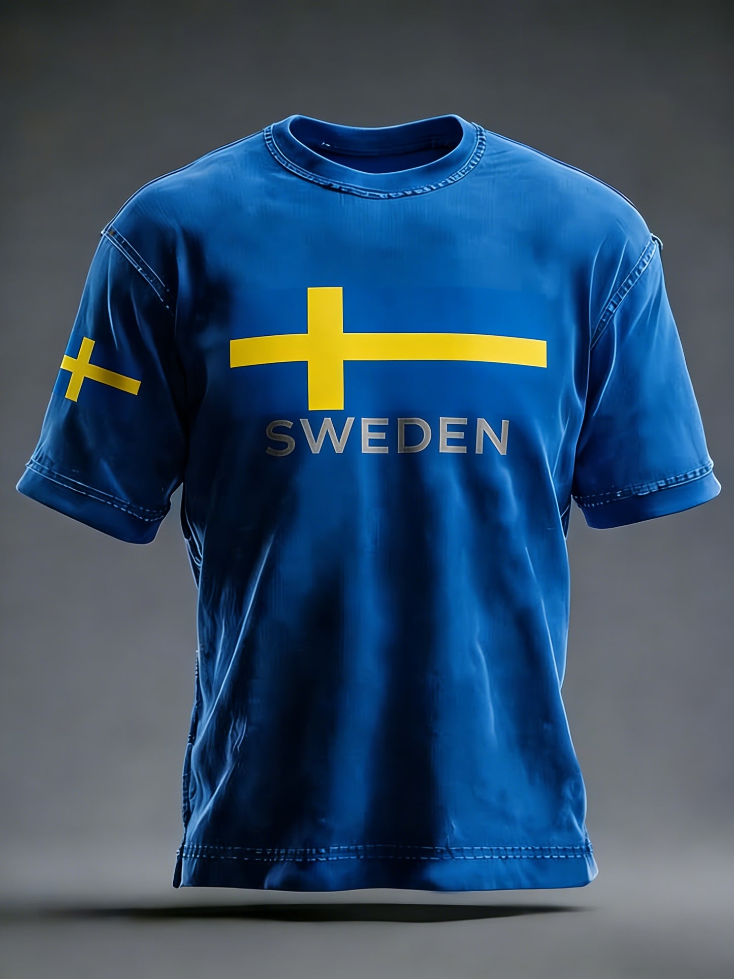 Retro viking svensk flaggmärke avslappnad t-shirt med korta ärmarna