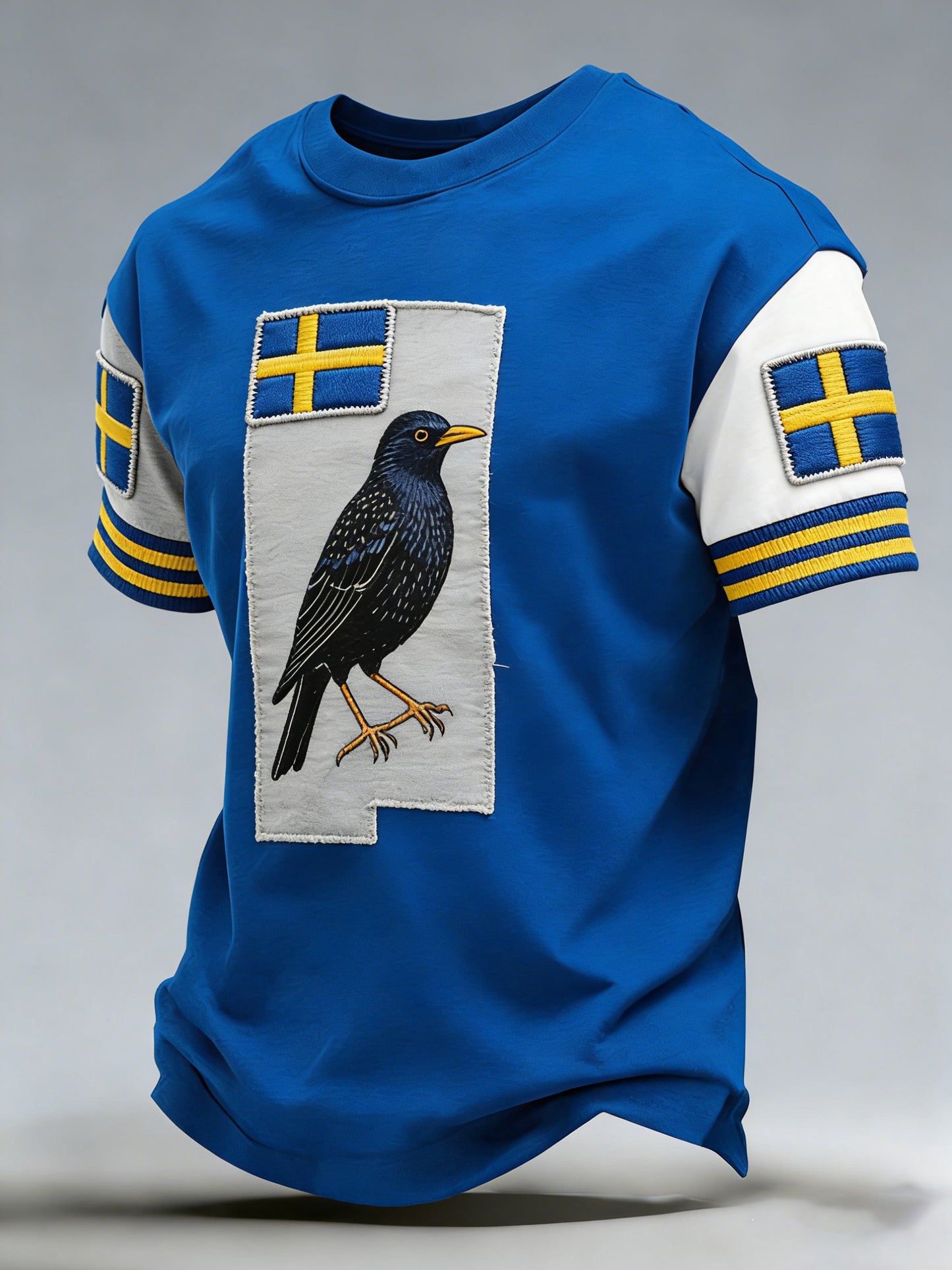 Herrtröja med konstprint på temat svensk dalahäst