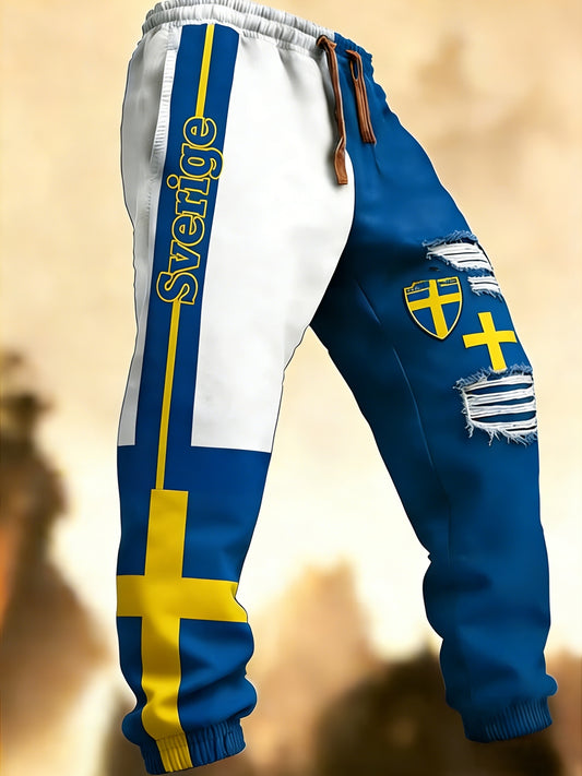 Herr Retro Viking Svensk Flagg Merke Hytte