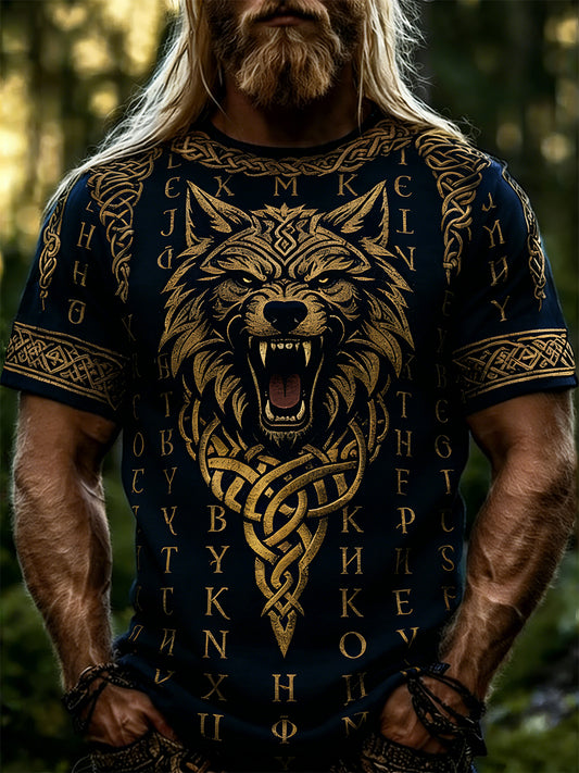 Kortermet topp med vikingatema trykket
