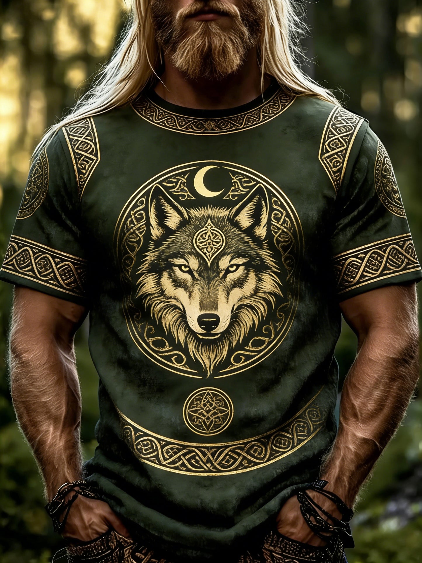 Herrtröja med vikingatema och tryck