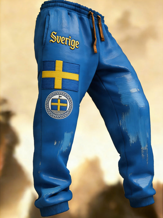 Herr Retro Viking Svensk Flagg Merke Hytte