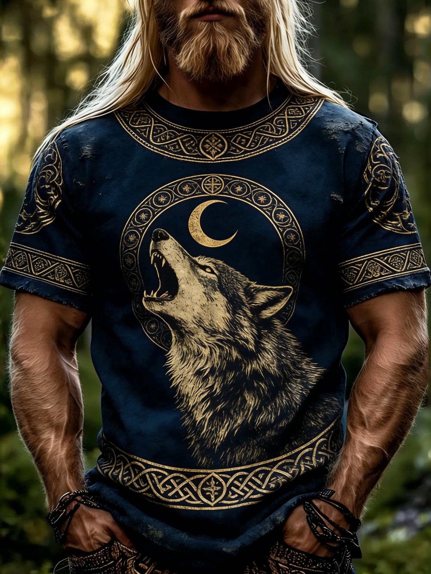 Herrtröja med vikingatema och tryck