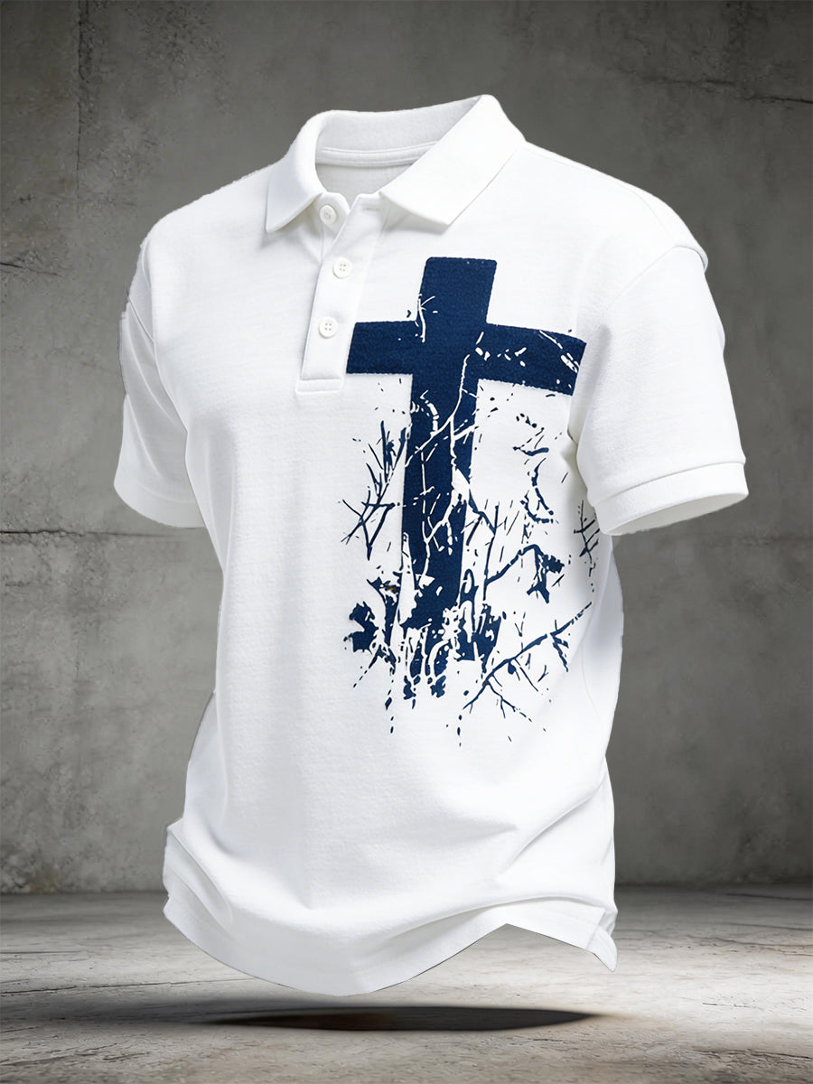Mäns Vita Finland Flagg Skriv ut Casual Polo tröj