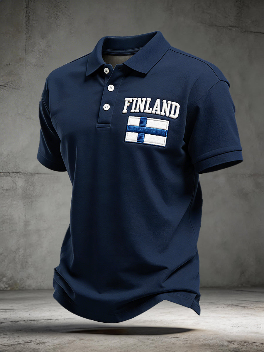 Mäns finska flagga Skriv ut Casual Business Polo tröj