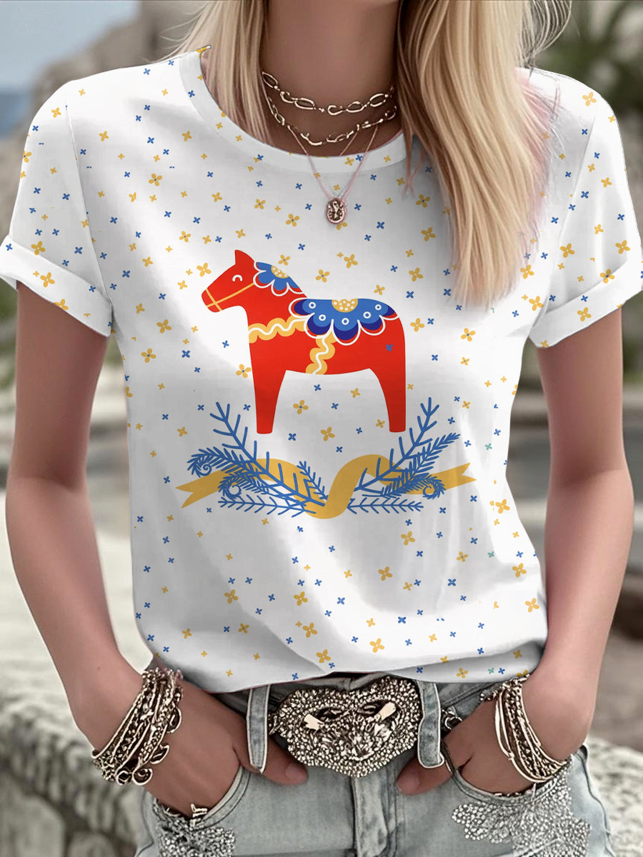 Damer Svensk konst tryckt t-shirt