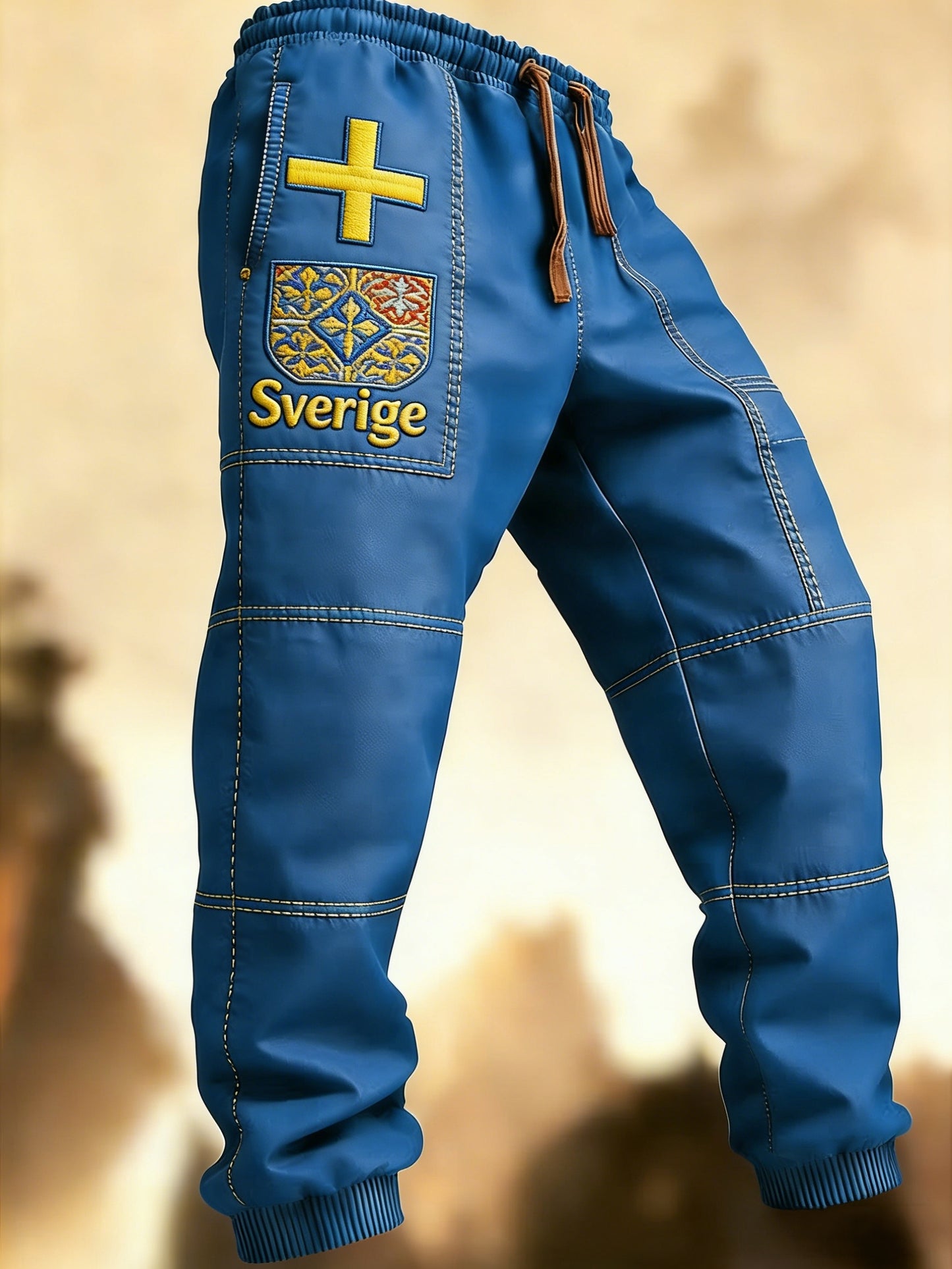 Herr Retro Viking Svensk Flagga Märke Fritidshusor