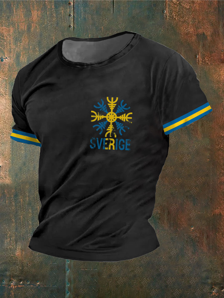 Herrens Sverige Viking Tryckt T-shirt