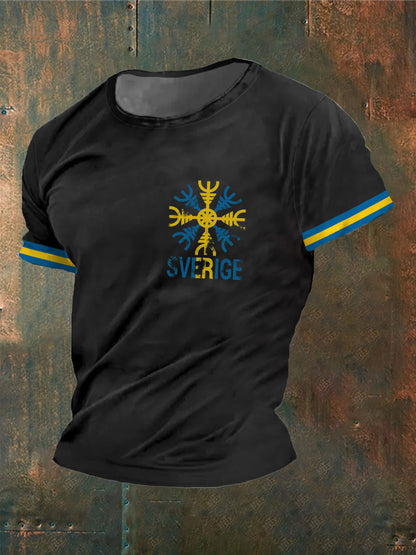 Herrens Sverige Viking Tryckt T-shirt