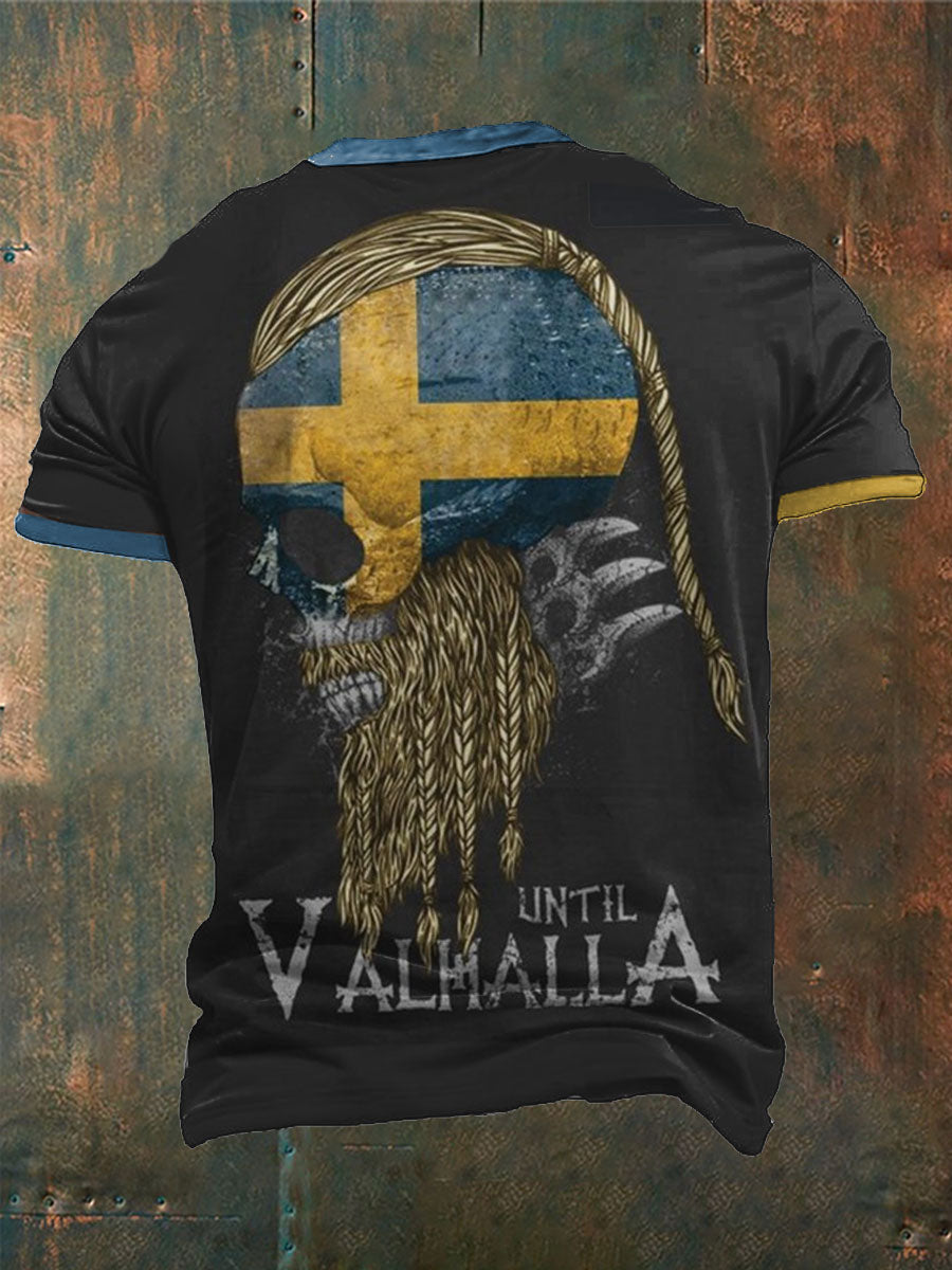 Herrtröja i vikingastil med svensk print