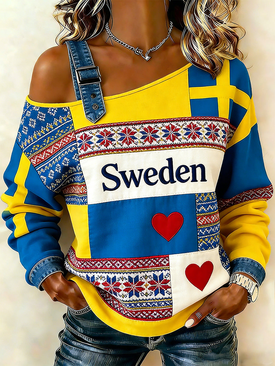 Dams kamisol-sweatshirt med etniskt mönster