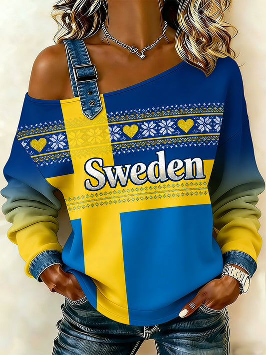 Kamisol-sweatshirt for damer med etnisk mønster