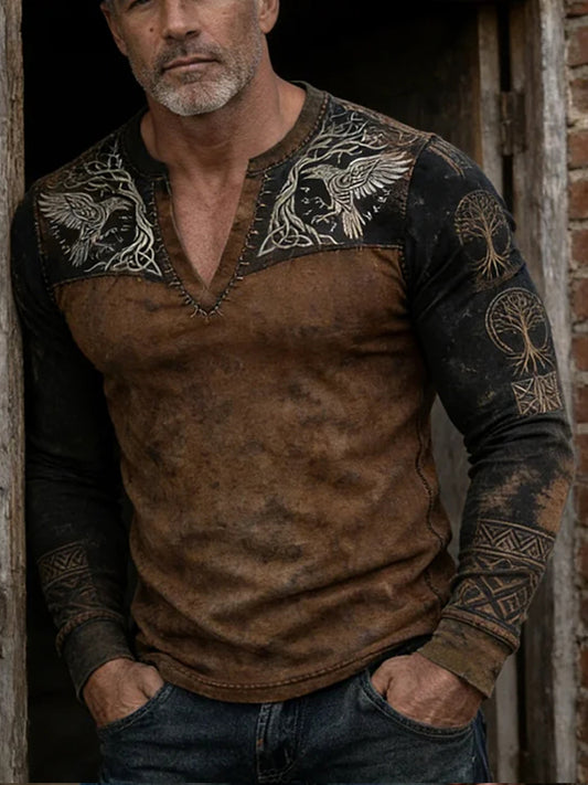 Langermet viking-t-skjorte for menn