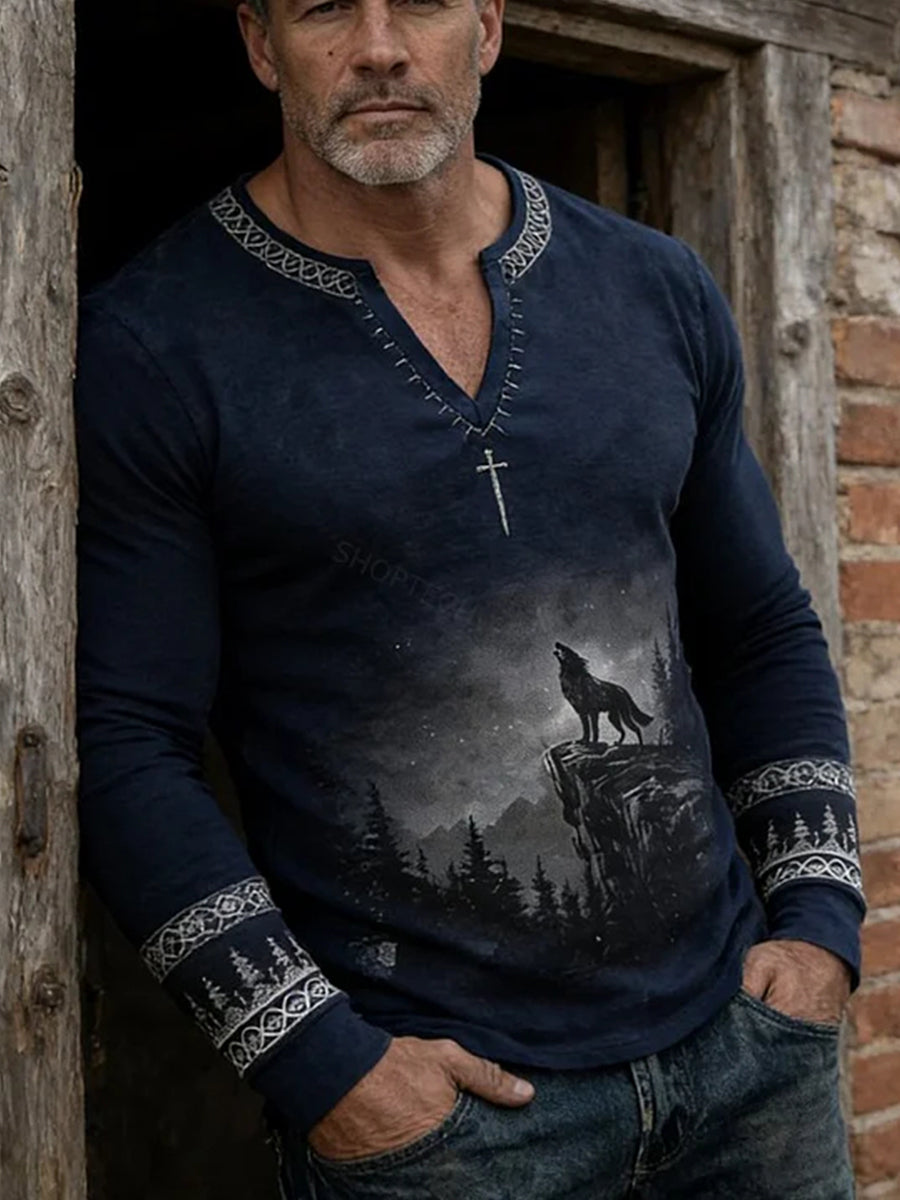 Herrvikingat-shirt med långa ärmar