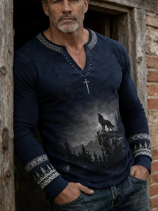 Langermet viking-t-skjorte for menn