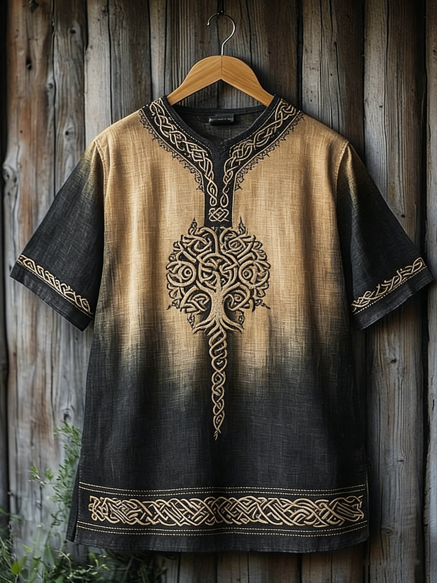 Vikingakonst tryckt vintage mode löst kortärmat t-shirt