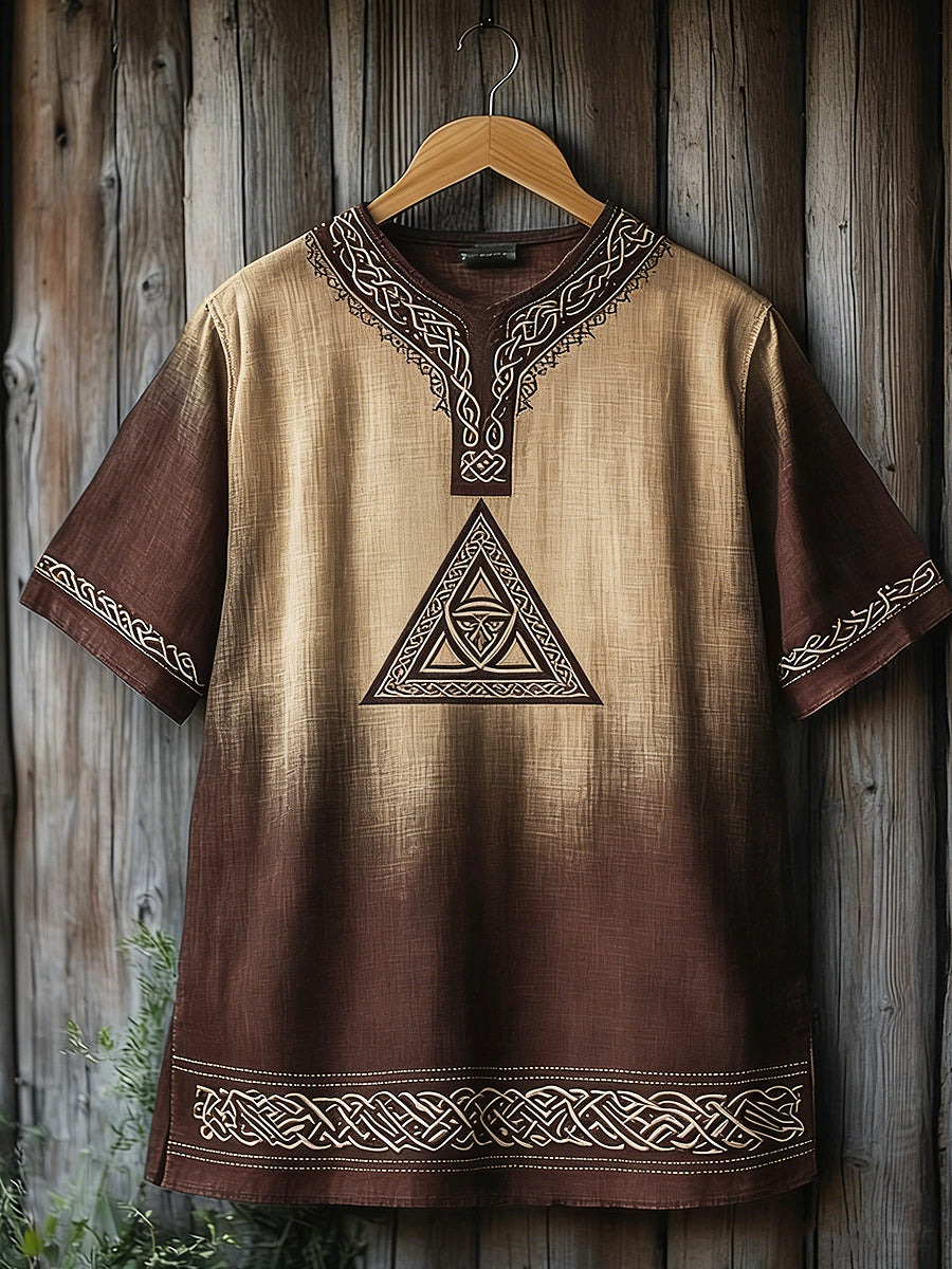 Vikingakonst tryckt vintage mode löst kortärmat t-shirt