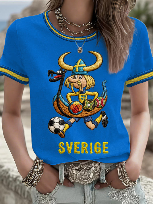 Dame Sverige Fotball Lover Trykt T-skjorte