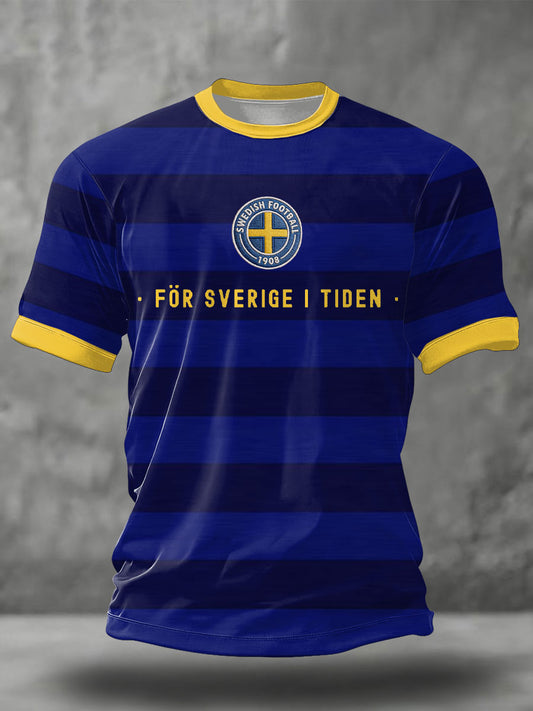 Herrenes Sverige Fotballlærd Trykt T-skjorte