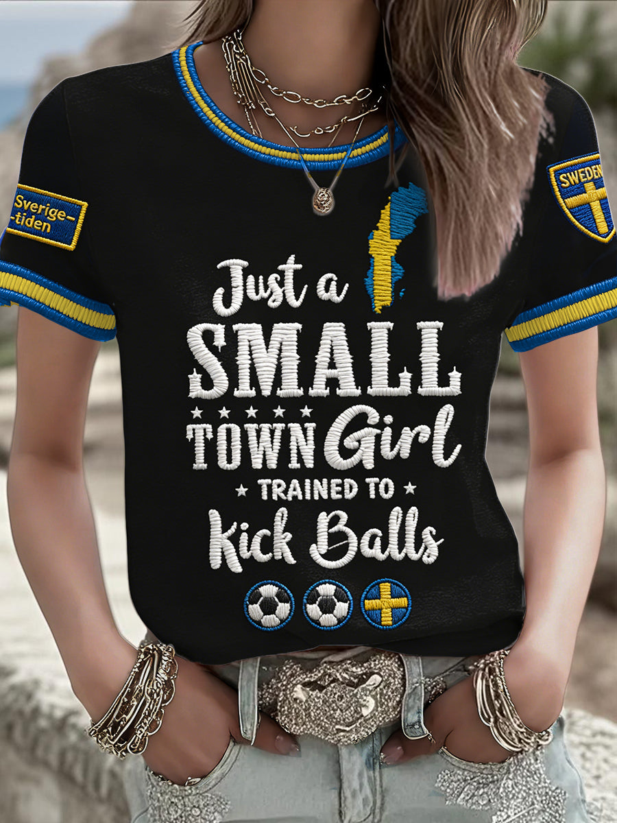 Damer Sverige Fotboll Älskare Tryckt T-shirt