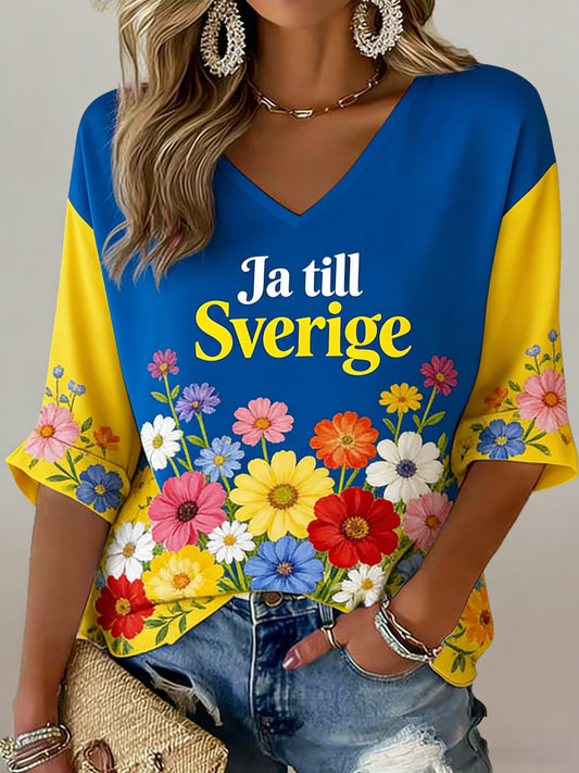 Kvinner Svensk midtsommerdag minnekunst Trykt T-skjorte