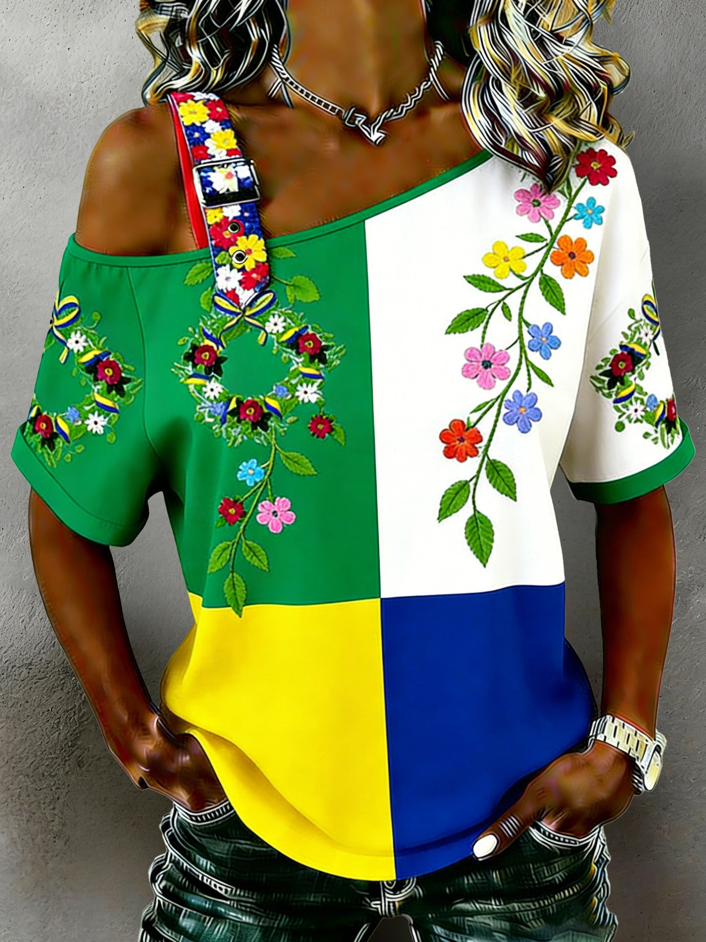 Damer Svensk midsommardagsminneskonsttryckt t-shirt