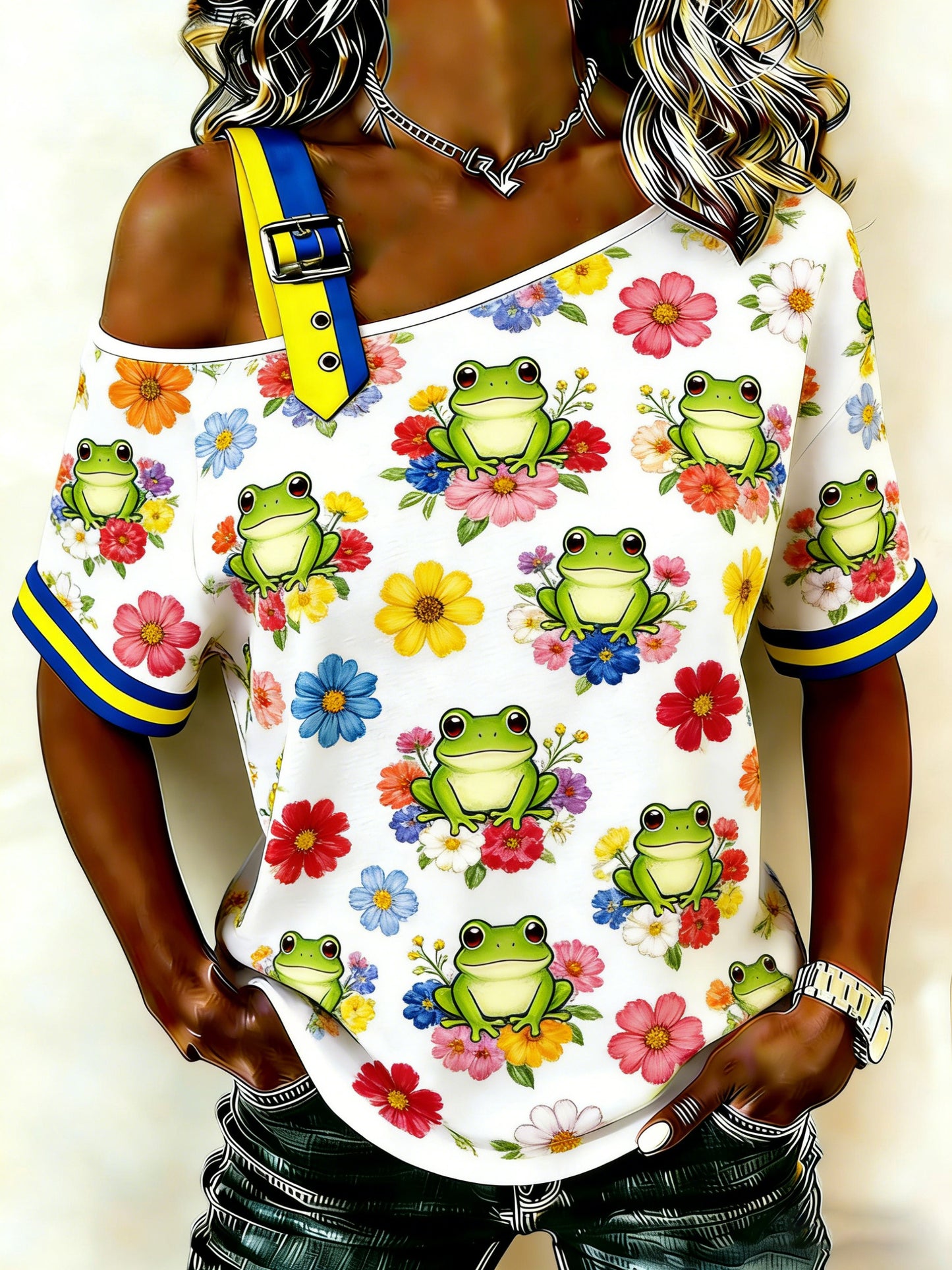 Damer Svensk midsommardagsminneskonsttryckt t-shirt