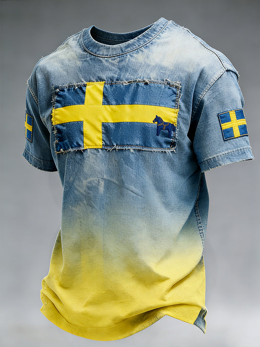 Retro svensk kunsttrykk avslappet t-skjorte