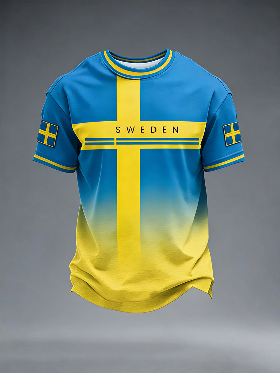 Retro svensk konsttryck avslappnad t-shirt