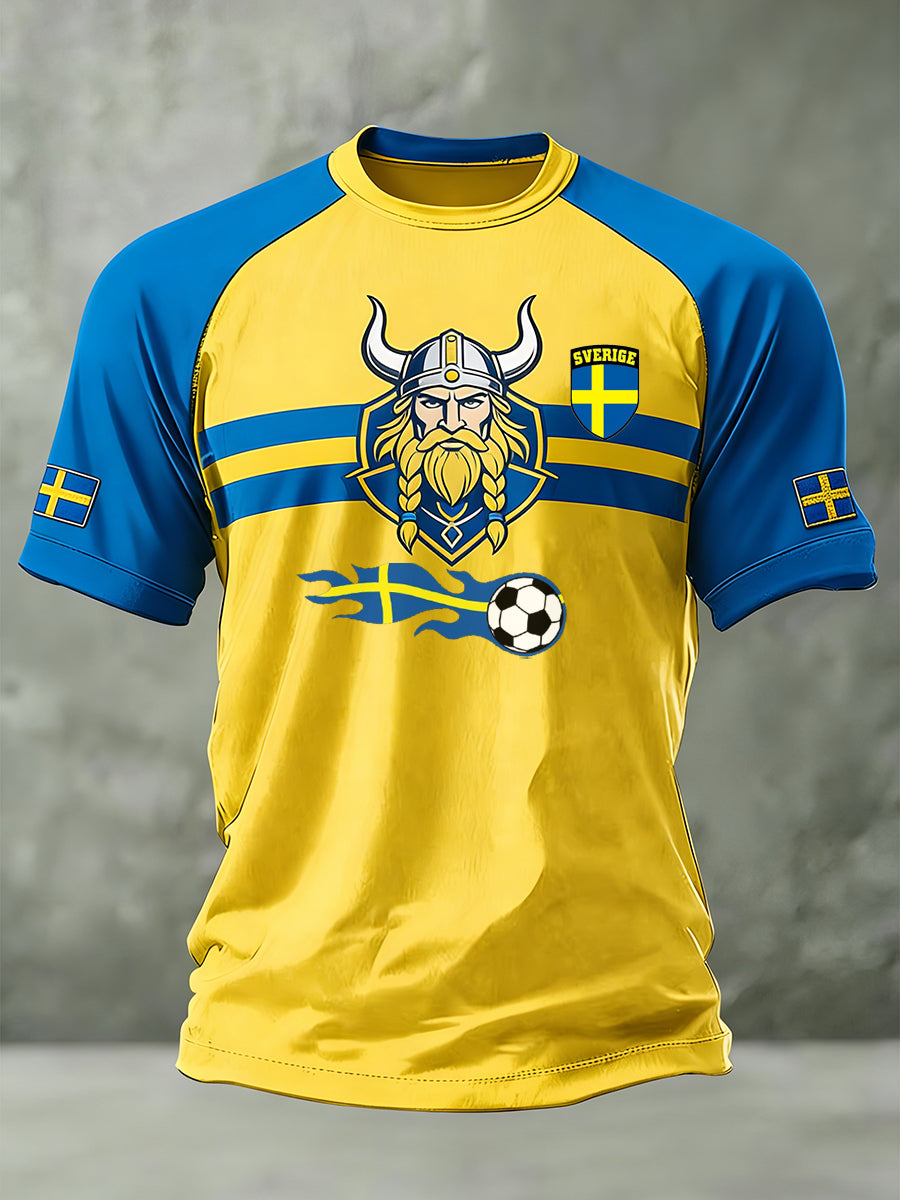 Herrfärgblockad fotbollsprinsad raglantröja