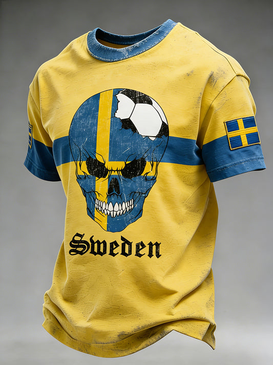 Herregenser med slitt fotballprint