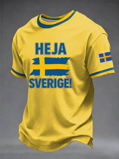 Mäns Heja Sverige Konst tryckt T-shirt