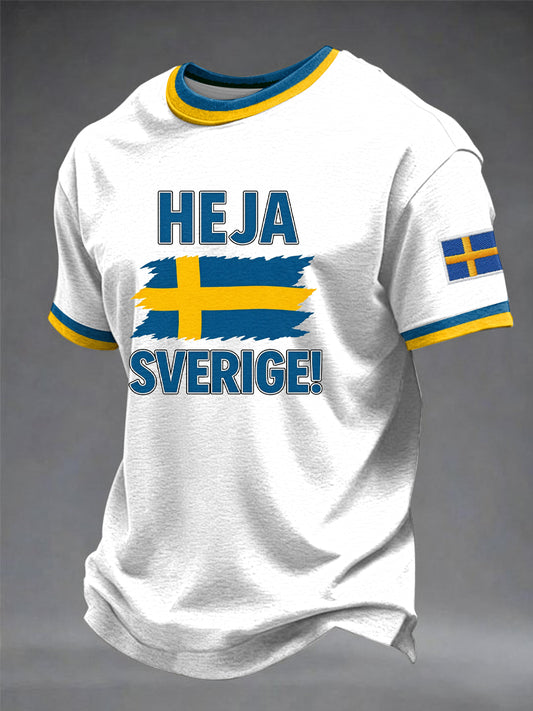 Mäns Heja Sverige Konst tryckt T-shirt