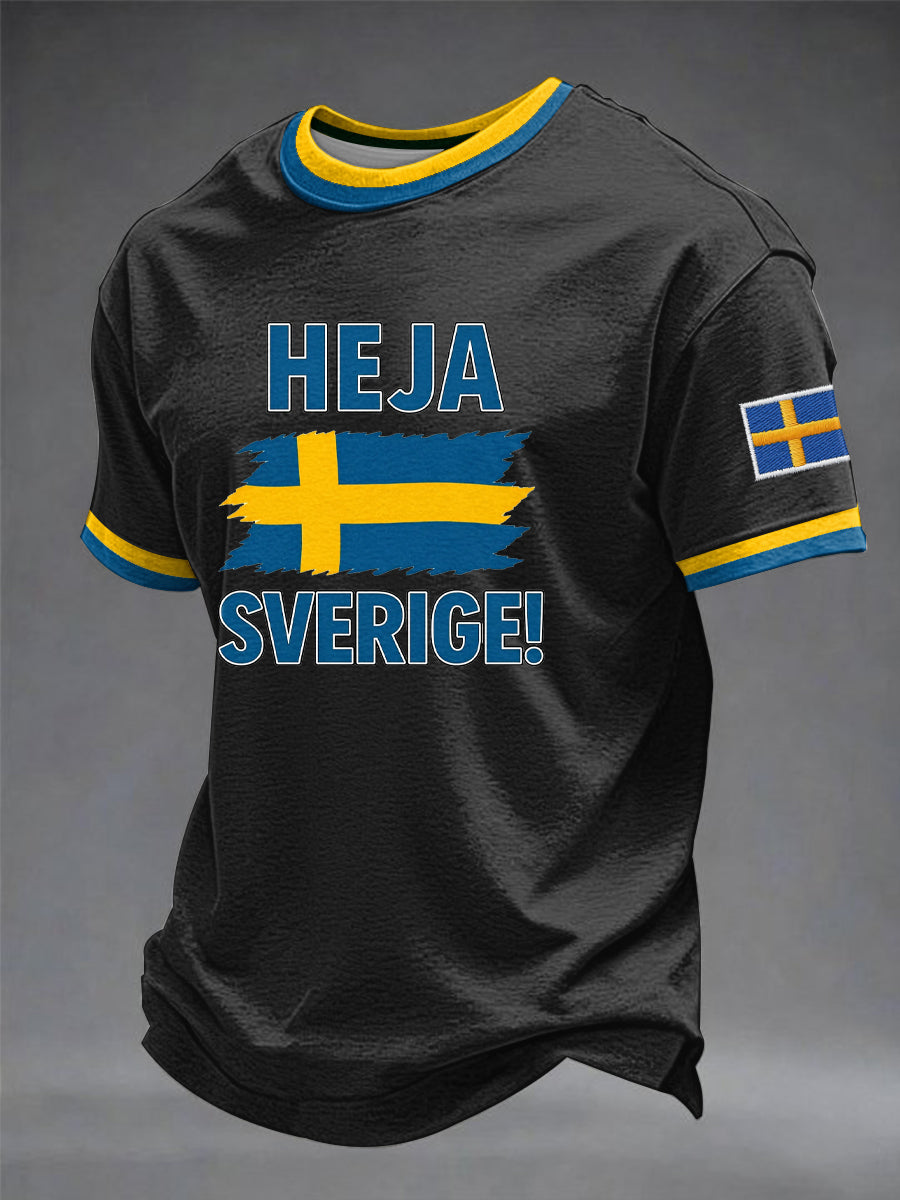 Mäns Heja Sverige Konst tryckt T-shirt