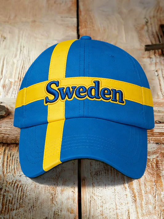 Beprydd hatt med färgblockerad print