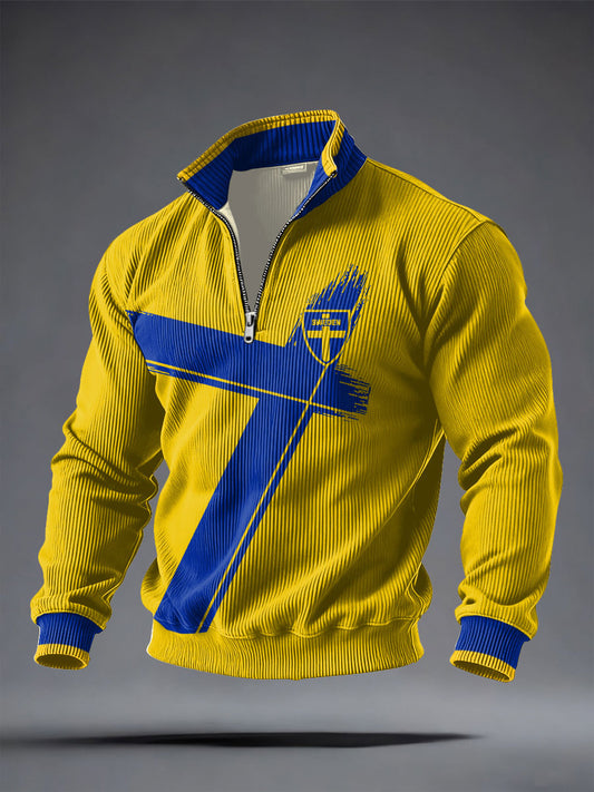 Menn Sverige Fotball elsker Trykt Zip-Up Hettegenser