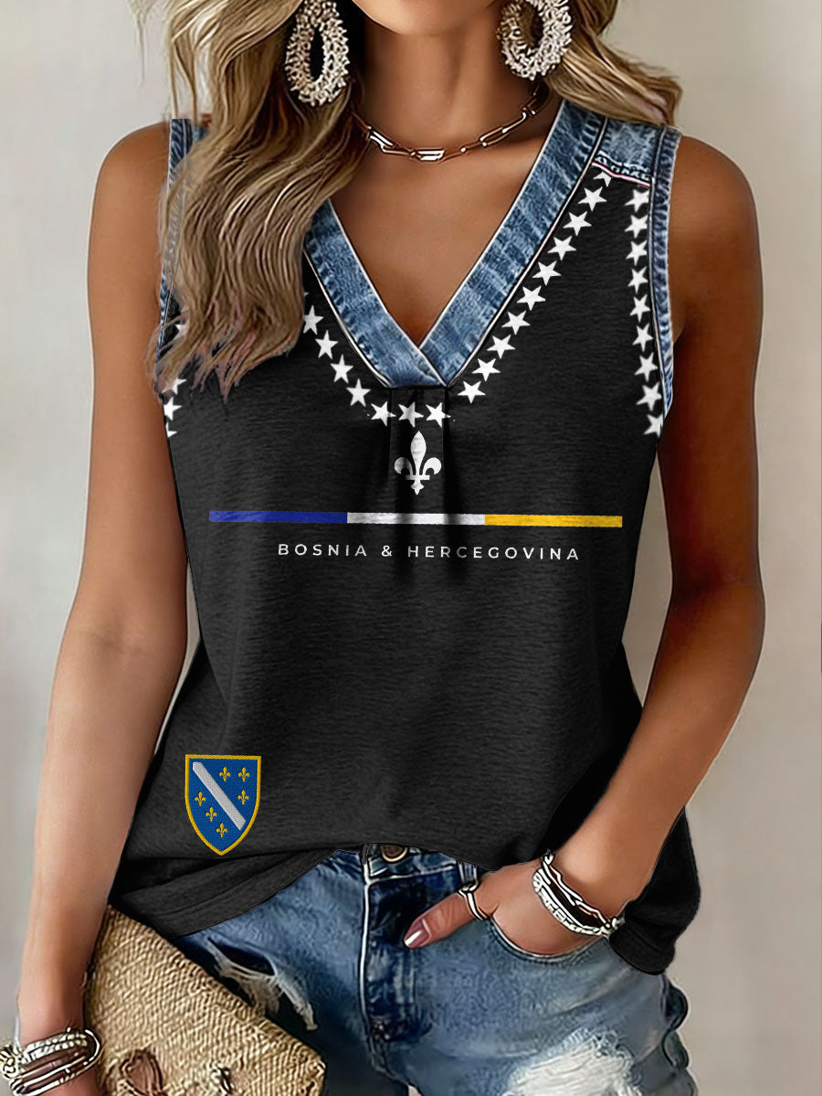 Kvinnors Bosnia Fotboll älskare ZMAJEVI Tryckta tank topper