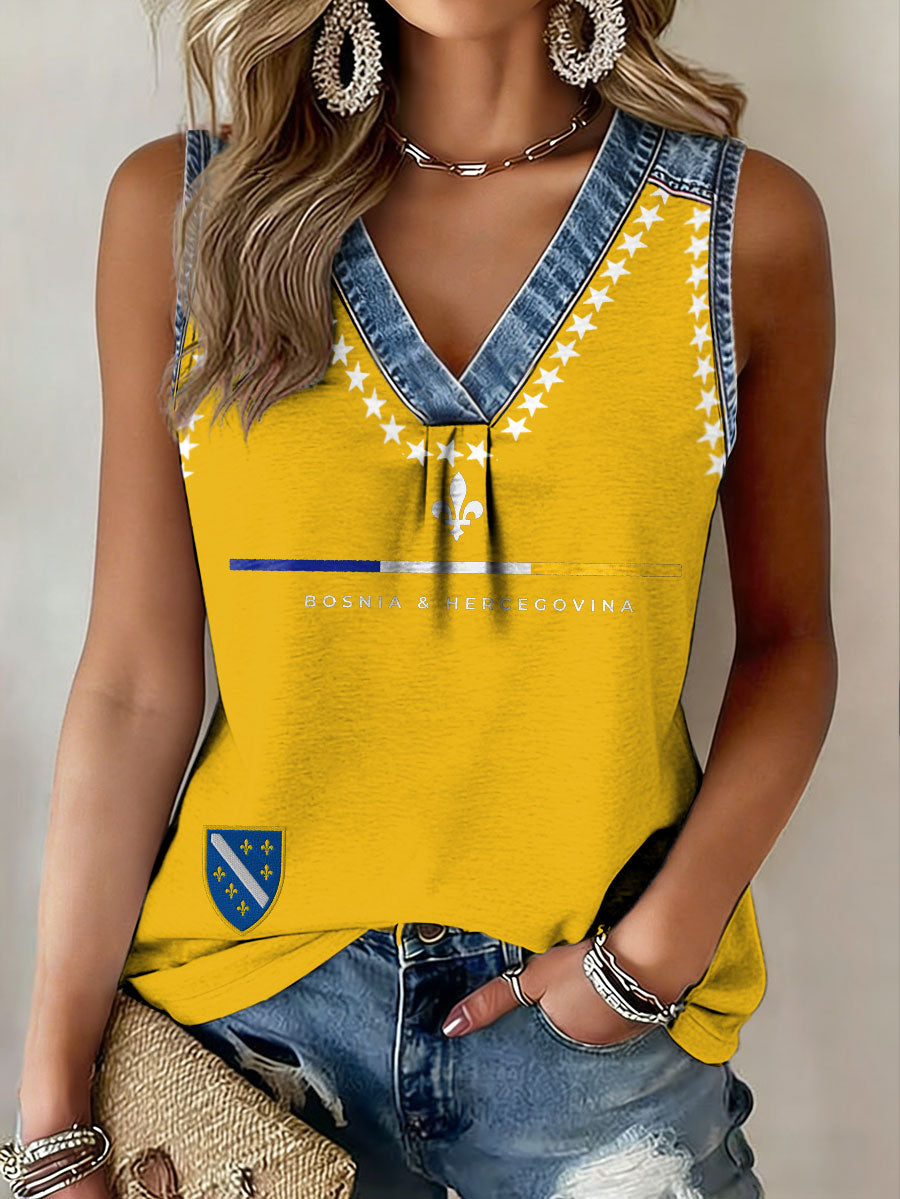 Kvinnors Bosnia Fotboll älskare ZMAJEVI Tryckta tank topper