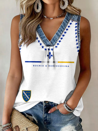 Kvinnors Bosnia Fotboll älskare ZMAJEVI Tryckta tank topper