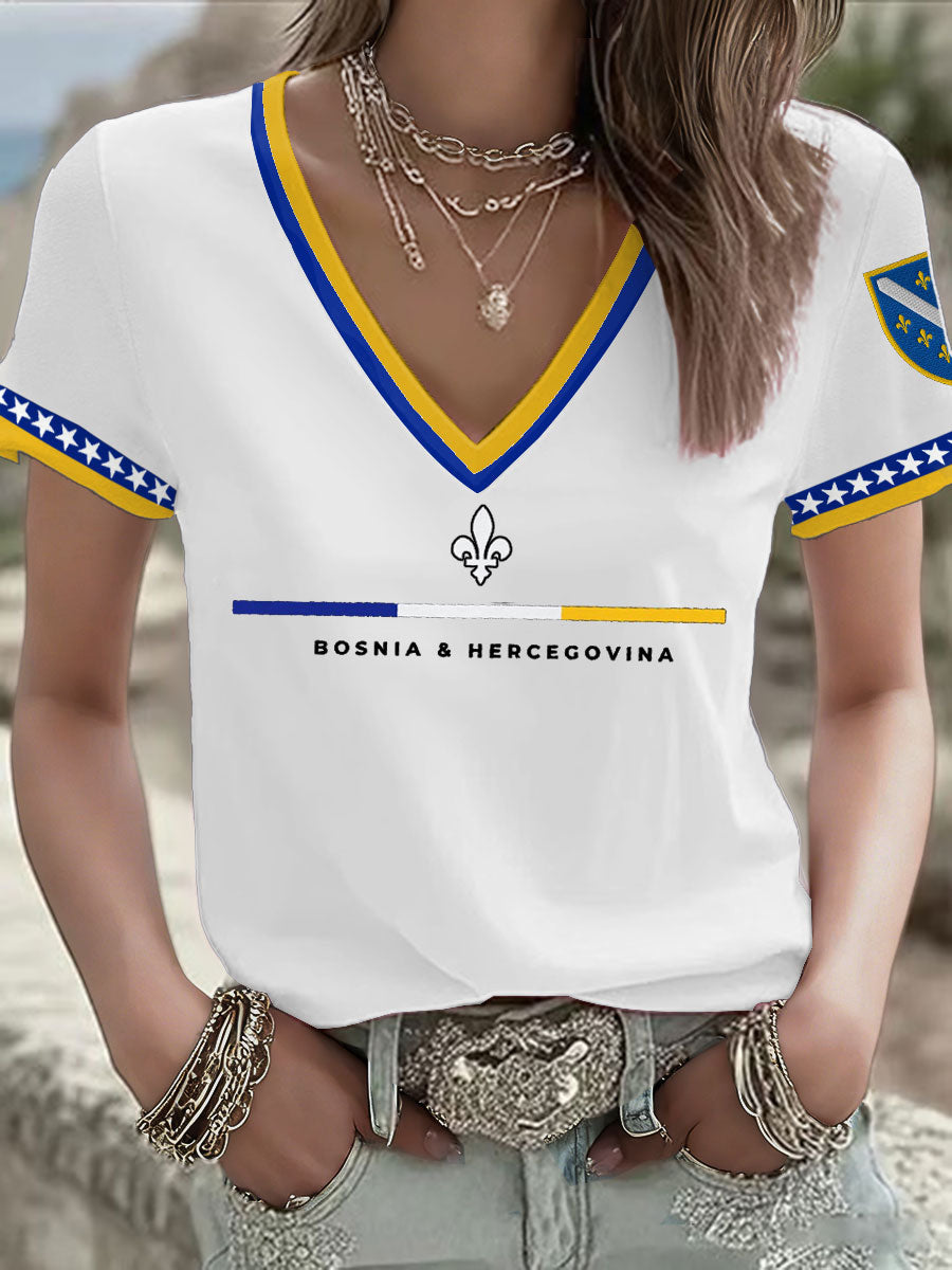 Kvinnors Bosnia Fotboll Lover ZMAJEVI Tryckt T-shirt