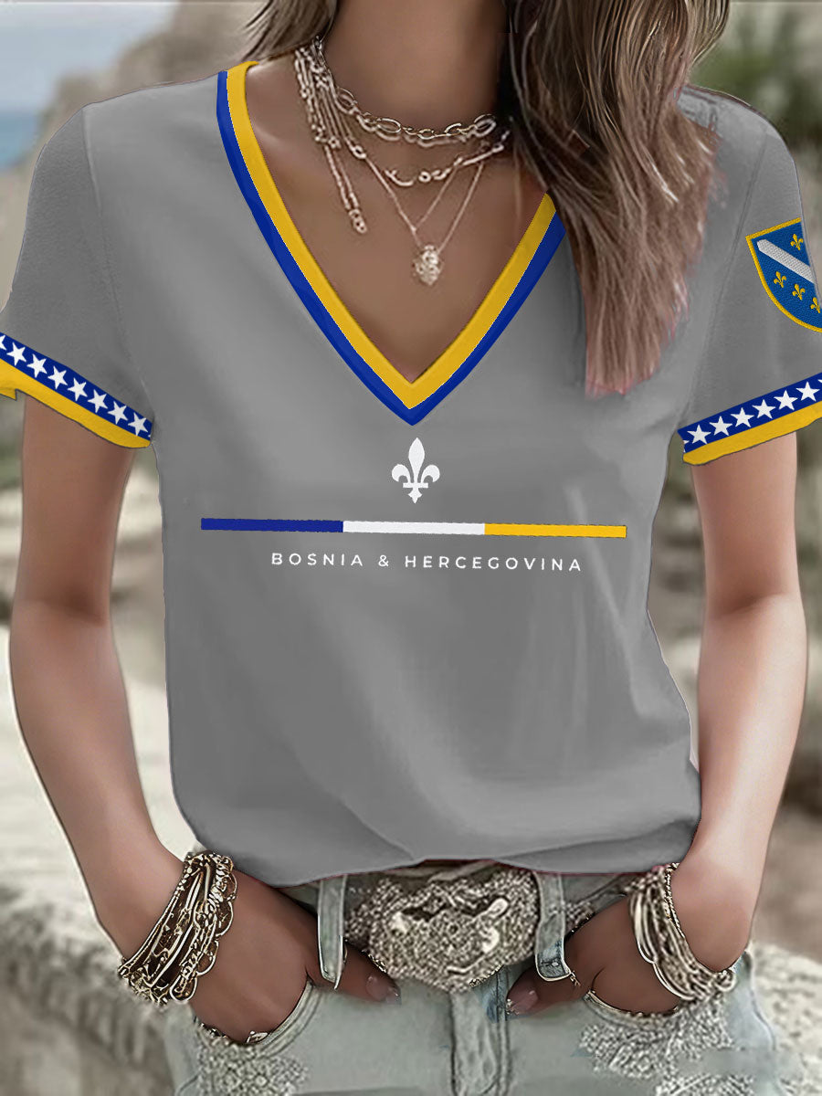 Kvinnors Bosnia Fotboll Lover ZMAJEVI Tryckt T-shirt