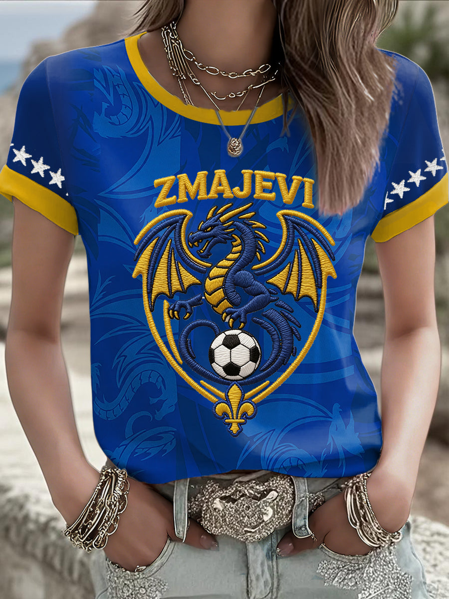Damer Bosnien ZMAJEVI Fotbollsentusiast Tryckt T-shirt