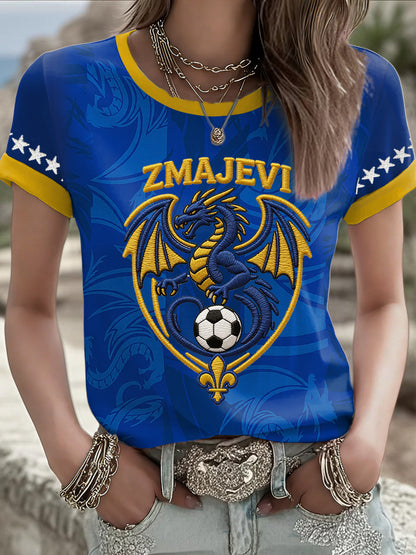 Damer Bosnien ZMAJEVI Fotbollsentusiast Tryckt T-shirt