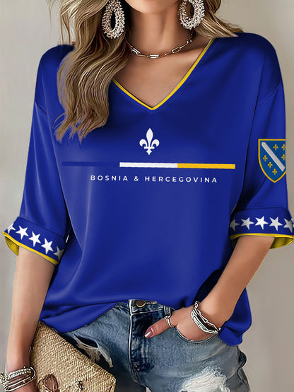 Damer Bosnien ZMAJEVI Fotbollsentusiast Tryckt T-shirt