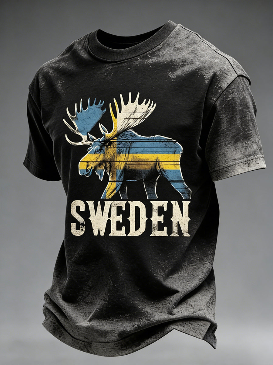 Mäns vikinga-tema stressad T-shirt