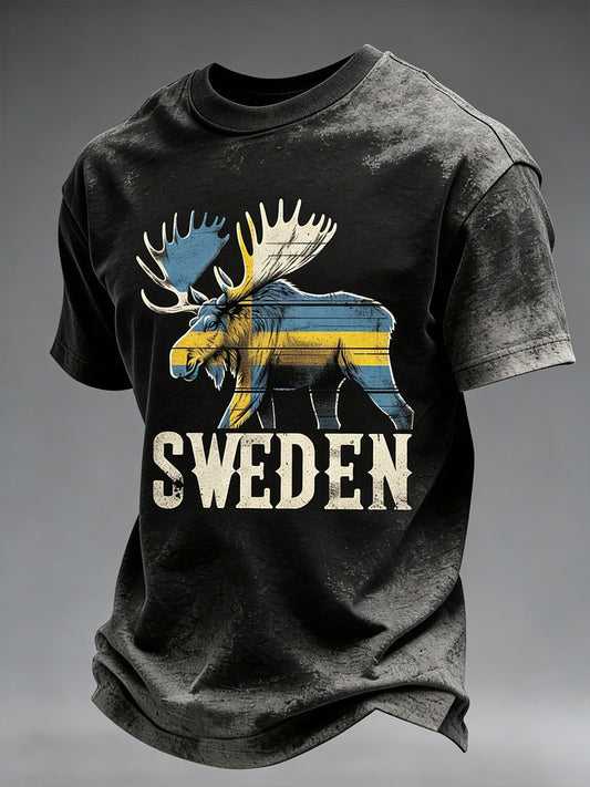 Herre t-skjorte med vikingtema (slitt stil)