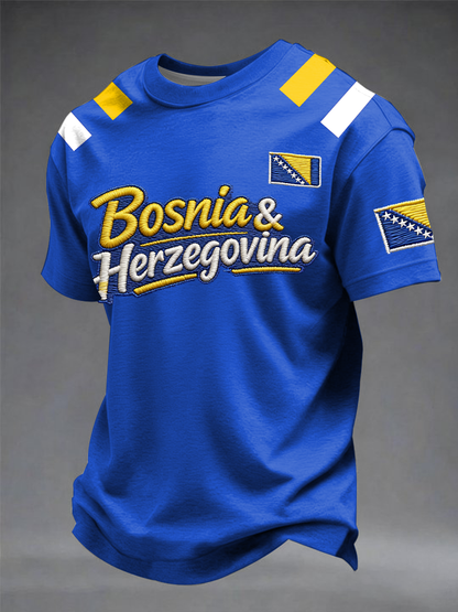 Herr Bosnien ZMAJEVI Fotbollsentusiast Tryckt kortärmad t-shirt