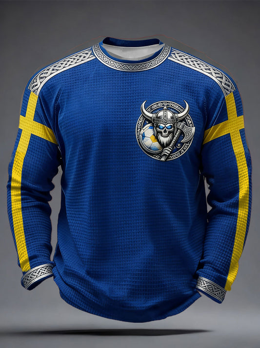 Herre Sverige Vikingstil Fotball Lover Trykt Vaffeltopp