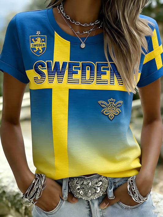 Retro svensk konststil tryckt ledig topp